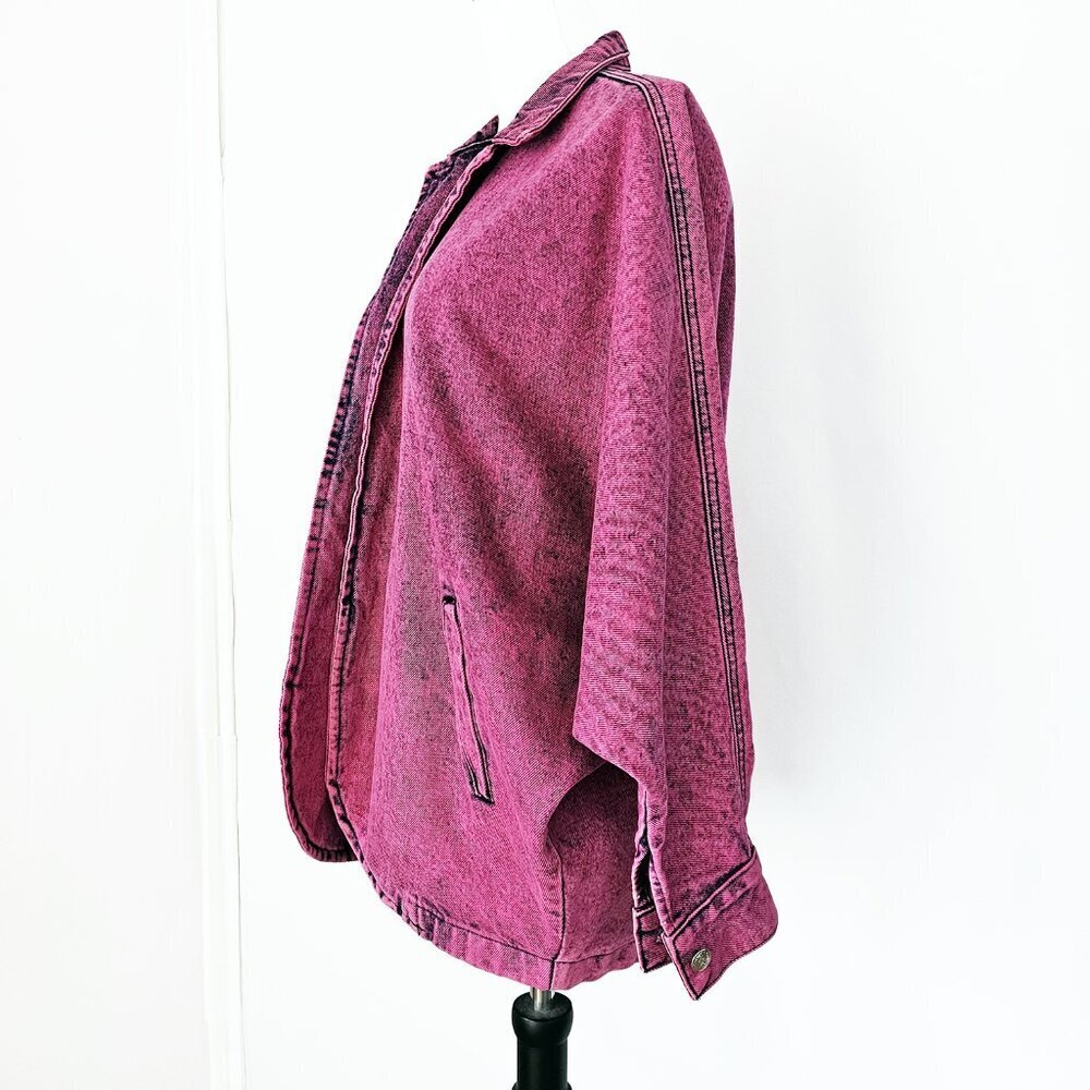Vintage Sundance Dolman Pink Acid Washed Denim Jacket - Picture 2 of 7